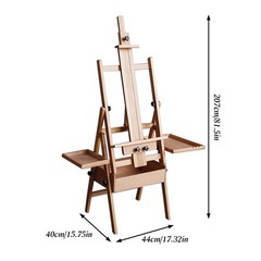 Large Wood H-Frame Easel with Storage Drawer and Palette, Foldable Art Painting
