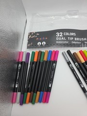 Dual Brush Markers for Adult Coloring Books, 32 Colored Fine Point Marker Pen