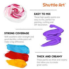 Shuttle Art Acrylic Paint, 24 Colors 8.45 Fl Oz (Pack of 24), 24