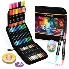Pagather 48 Colors Acrylic Paint Markers, Dual Tip with Fine Tip and Brush