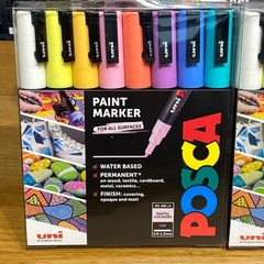🟢 2 x Uni Posca Paint Markers Pens Art Fine Tip Pastel Colours PC-3M (Set of 8)