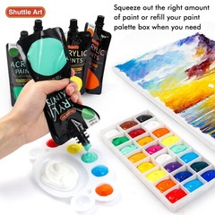 18 Color Acrylic Paint Set 120ml Pouches Rich Pigment Non Toxic Art Craft Paint