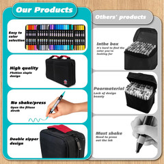 108 Colors Dual Tip Acrylic Paint Markers, Double Zipper Design Topgrade Canvas