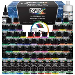 48 Color Ready to Pour Acrylic Pouring Paint Set Pre-Mixed High Flow 2oz Bottles