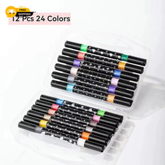 24/48/72/96 Colors Dual Brush Tip Glitter Art Markers Metallic Paint Marker Pens