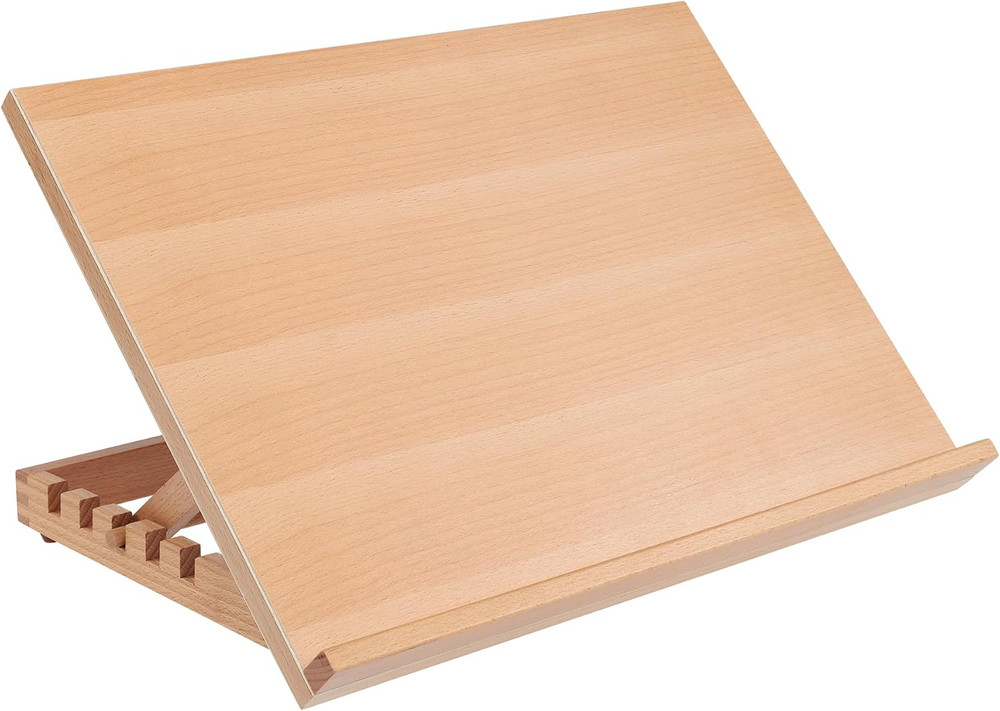 12X16 Adjustable Portable Drawing Board Stand Easel, 5 Positions, Natural Beechw