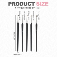 5 Pcs Detail Paint Brushes 5.5mm-11mm Pointed Tip (00000/000/00/0/1), Black