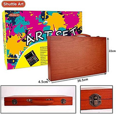 106 Piece Deluxe Art Set, Art Supplies in Wooden Case, Painting Drawing Art Kit
