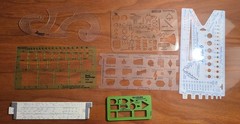 Lot of 15 Drafting Templates Berol Rapidesign, Pickett, Sliderule