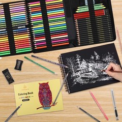78pcs Drawing Kit Sketching Set Art Supplies with 3-Color Sketchbook Colorful…