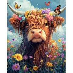 Canrichshop Highland Cow Paint by Numbers Kit for 16×20 inches, MT20795