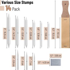 14 Pack of Blending Stumps, Art Eraser, Blending Sticks for Drawing,