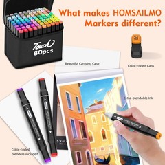 HOMESILMO 80 color alcohol permanent art mark, fine chiseled double pointed m…