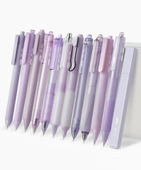 – Gel Pen Set, 12 Pack, Pastel Purple Barrels, 1 X Aesthetic Highlighter, 0.5Mm