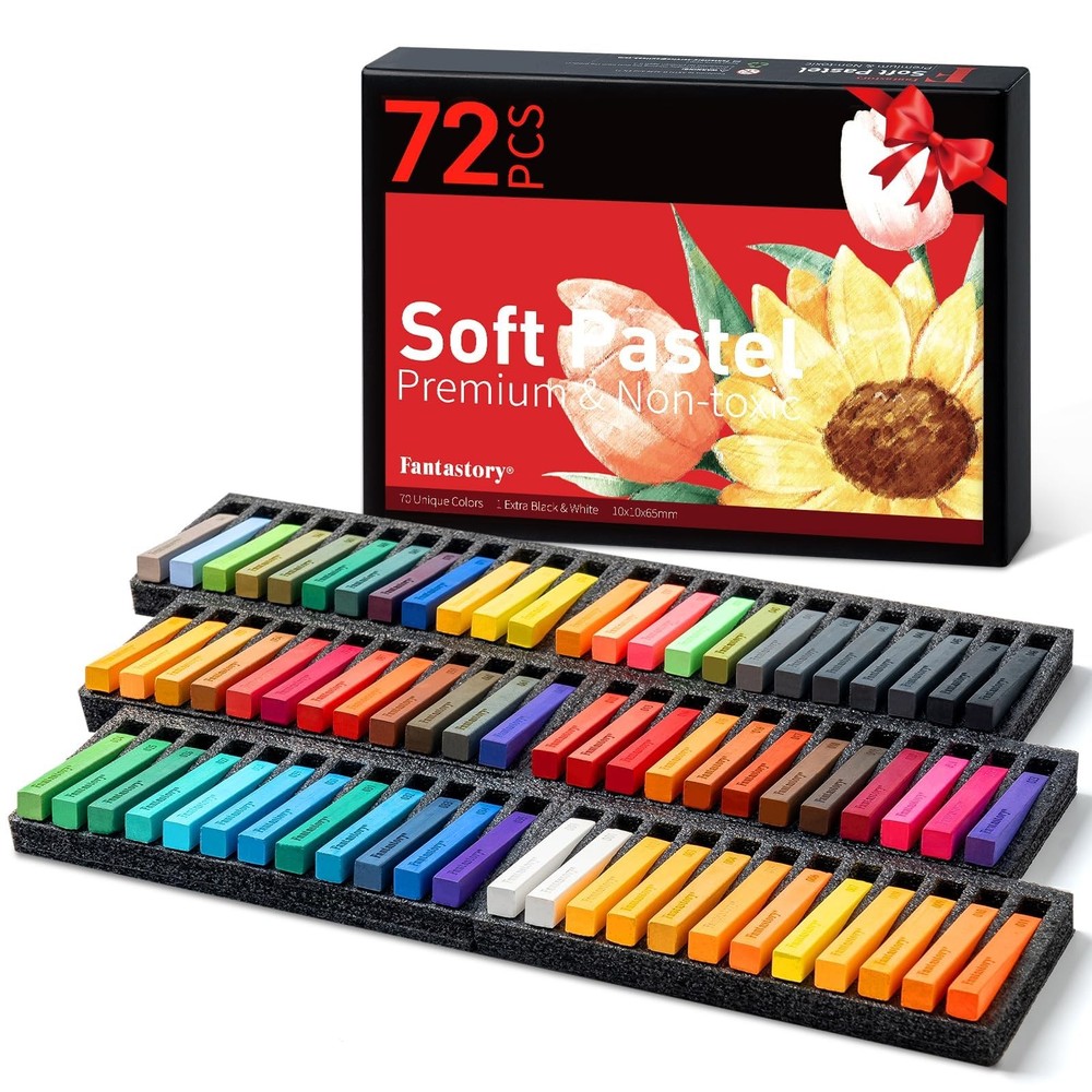 Fantastory Long Soft Chalk Pastels Set, 72 1 Count (Pack of 72), 72