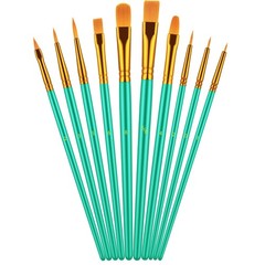Paint Brush Set, 10 Pcs Paint Brushes for Acrylic Painting, round Pointed Tip De