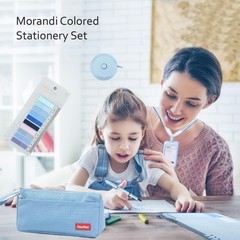 RHUIOKJLDF 45PCS Morandi Color School Supplies Set with Notebook, Gel Blue