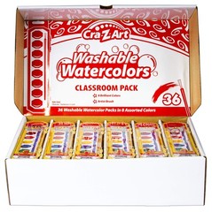 Cra-Z-Art Washable Watercolor 8 Color Paint Sets Bulk Class Pack 36 Kits – Back