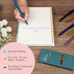 Colorful Gel Pens, 0.5mm Fine Point Retractable,Multi 6Pcs-Vintage Colors