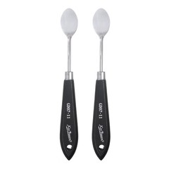 2pcs Painting Palette Knife 7.28″ Stainless Steel Blade Beech Wood Handle
