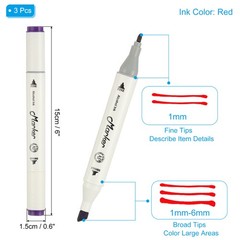 Dual Tip Alcohol Art Markers, 3 Pcs White Alcohol Markers Pen, Purple