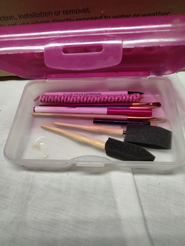 10 Pc Set Paint Brushes & Storage Box Holder Storage Case Crafts Art Projects