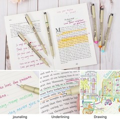 Muchcute Micro Fineliner Drawing Art Pens: 20 Set 12 Colors & 8 Black Extra F…