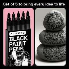 Black Paint Pens for Rock Painting, Stone, Ceramic, Glass, Wood, Tire, Fabric, M