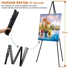 ARTASY 63″ Easel Stand for Wedding Signs, Posters, x 42″ x 30″, Black