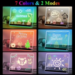 16″ LED Drawing Board for Kids – 7 Colors Light Acrylic Dry Erase Stand, 2 Modes