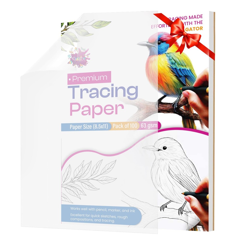 Tracing Paper 8.5×11 Inch – 100 Sheets 8.5″ x 11″ (100 Sheet), Transparent