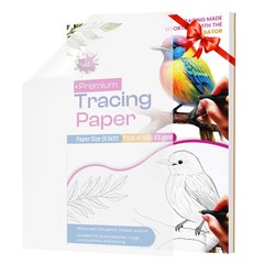 Tracing Paper 8.5×11 Inch – 100 Sheets 8.5″ x 11″ (100 Sheet), Transparent