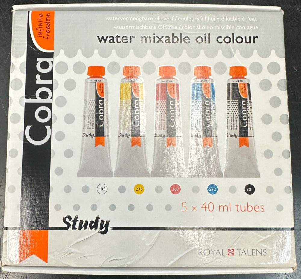Cobra Study Water-mixable Oil Color Primary Set Of 5 | 40ml Tubes
