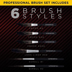 Custom Shop Pinstriping Brush Master Set (Sword #0, 00, 000, Scroll #1 & #2, …