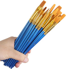 Acrylic Paint Brush Set, 5 Packs / 50 Pcs Nylon Hair Brushes for All Purpose Oil