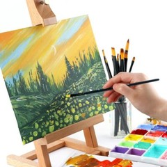 Transon 14pcs Art Painting Brush Set for Acrylic, Watercolor, Large, Black