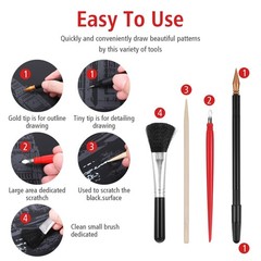 14 PCS Scratch Art Tools Dual Tip Coloring Stylus Paper Kit Adults Painting