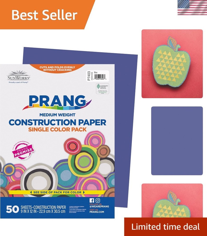 50 Sheets Blue Construction Paper, 9″ x 12″, Smooth Finish for Creative Projects
