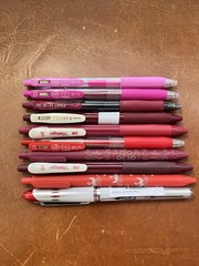Set of 10 Pink Red Inked Gel Pens Stationery Sarasa Uniball Pilot Japanese New