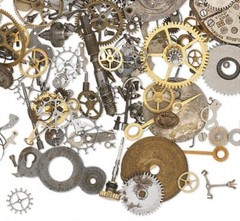 STEAMPUNK Parts for Artists-2 pounds lot-metal based, small salvage, FD#3