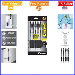 G2 Gel Roller Pens, Extra Fine 0.5mm, Black, Pack of 5, Adult & Teen