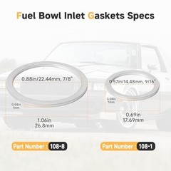108-1 108-8 Fuel Bowl Inlet Gaskets 4 Pack, 9/16″ & 7/8″ ID Aluminum Washers