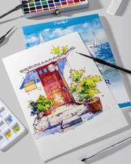 Watercolor Paper Pad 9″x12″, 300gsm/140lb, Cold Press Water Color Paper, Acid-Fr