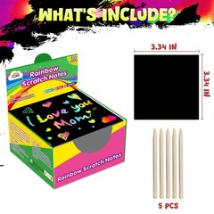 ZMLM 165 Pcs Rainbow Scratch Paper Art 3.5 x x 1.5 inches, Multicolor