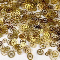 25 Gold Watch Wheels 4mm Tiny altered art parts Gears steampunk watchmaker lot