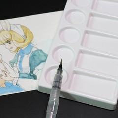 Watercolor Palette Tray 10 Wells White Rectangle Ceramic Artist Paint