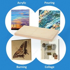 Unfinished Birch Wood Panels Kit for Painting, Wooden Canvas 4 Pack of 6×12’’…