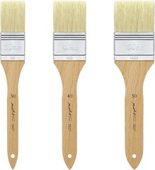 Handmade 3pc Hog Bristle Hake Paint Brushes for Artists – Acrylic & Oil Painting