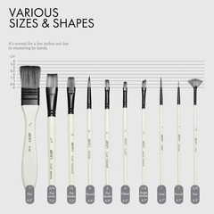 Artify Paint Brush Set 10 Pieces Paint Brushes For Acrylic Painting With Case Ny
