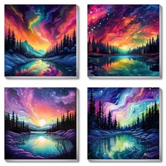 FQOVKYN 4 Pack Landscape Paint by 8 inches 8 inches, BKH575-576-577-578-US